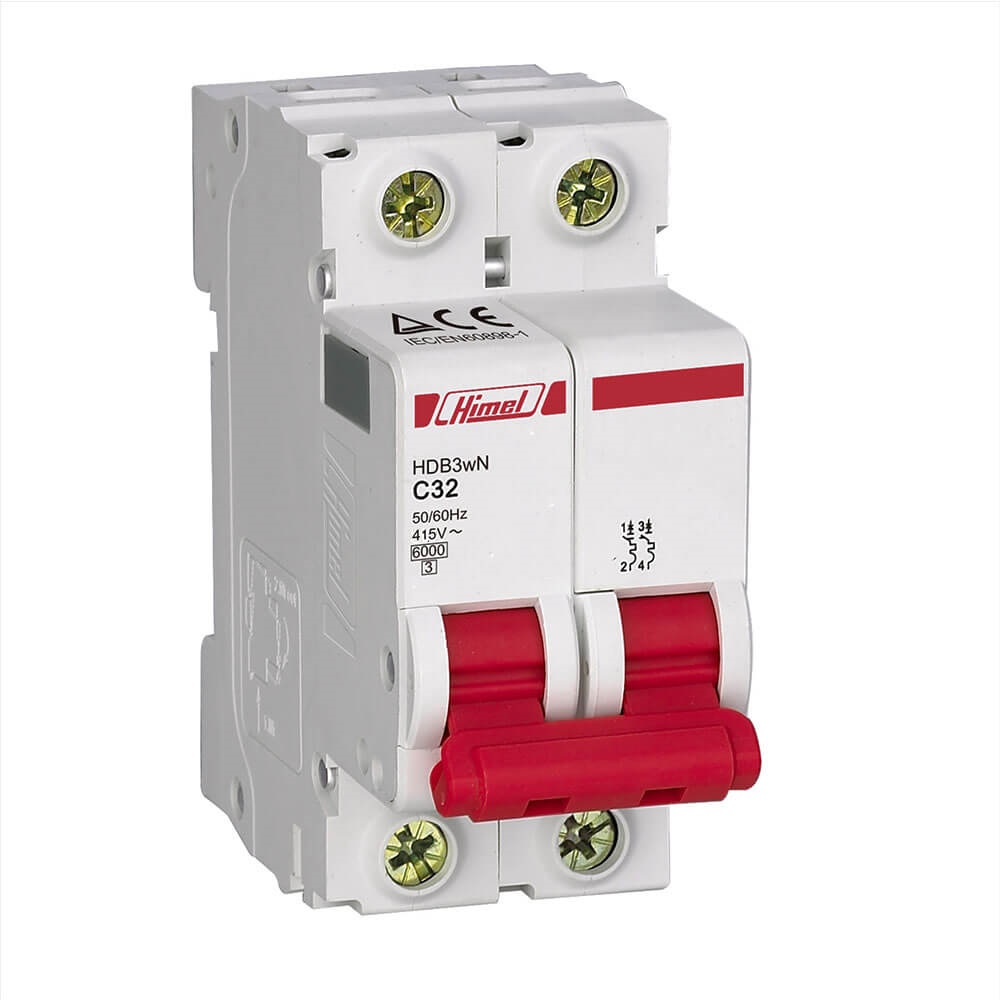 Cầu dao tự động Himel MCB AC 2P, 32A/ 40A, 6kA Type C mã HDB3WN2C32 / HDB3WN2C40 - Bộ ngắt mạch tự động, aptomat AC