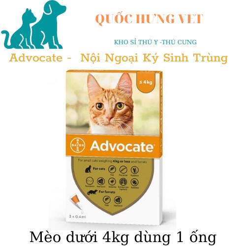 Advocate 1tuýt - Nhỏ Gáy Ngăn Ngừa Nội Ngoại Ký Sinh Trùng Cho Mèo - QUỐC HƯNG VET