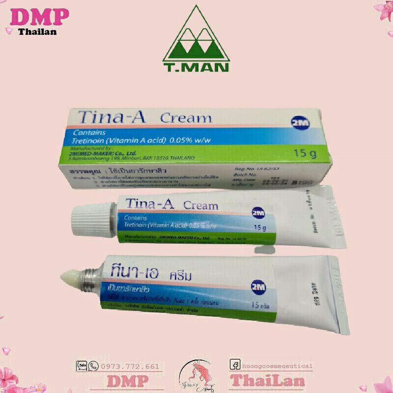 (15g) Tina - A Tretinoin 0.05% Thái Lan - Retin A mới , acnetina mới - Kem dưỡng da mụn, chống lão hóa