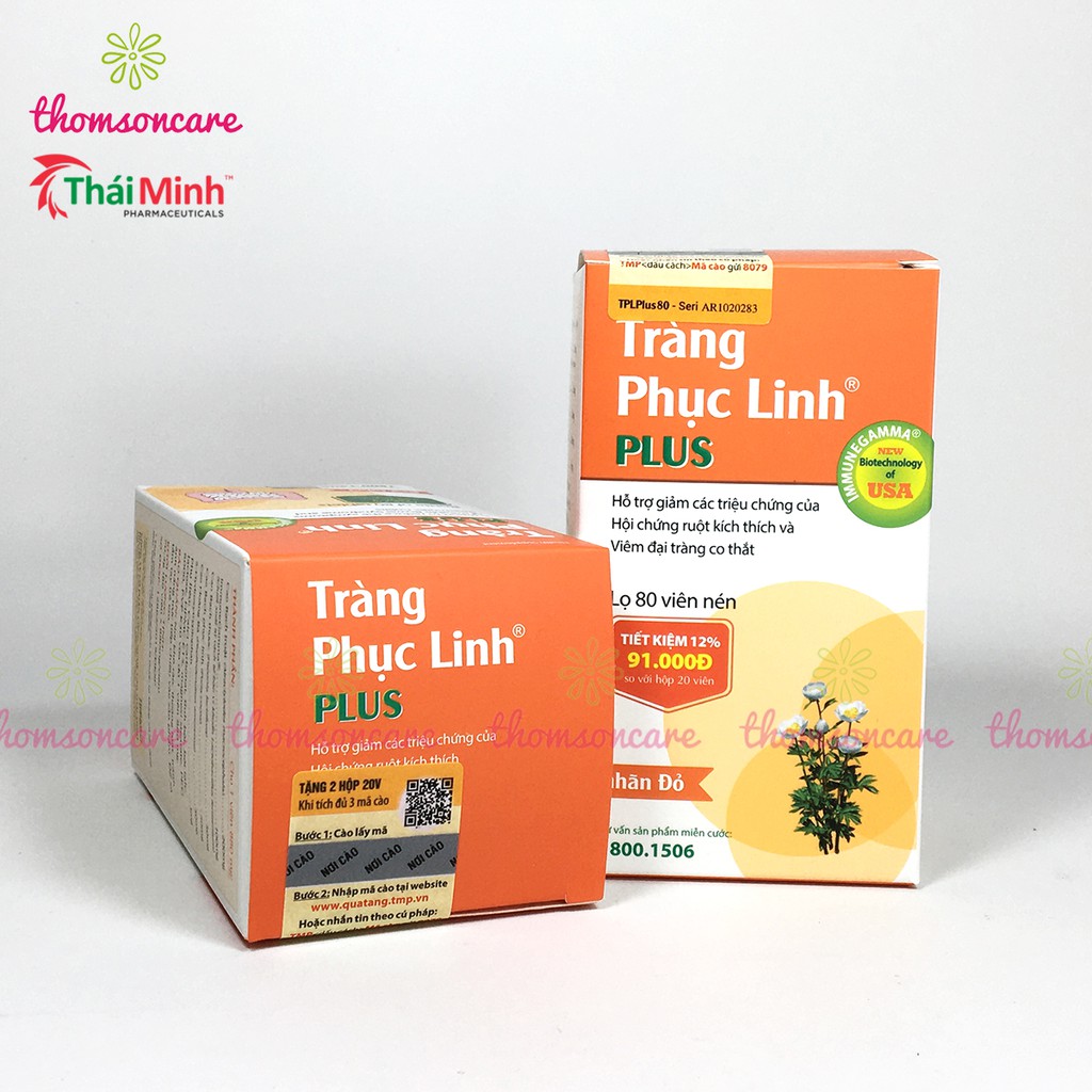 Tràng Phục Linh Plus Mẫu mới dạng lọ 80 viên, có tem tích điểm - hỗ trợ đại tràng, rối loạn tiêu hóa