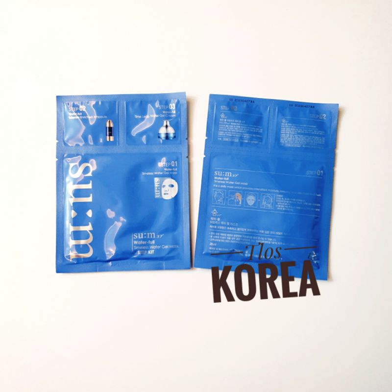1 Miếng Mặt Nạ Cấp Nước Kèm Serum Và Kem Dưỡng - Mặt Nạ Sum Xanh Mặt Nạ Su:M37 Water-Full Timeless Water Gel Mask 3 Step