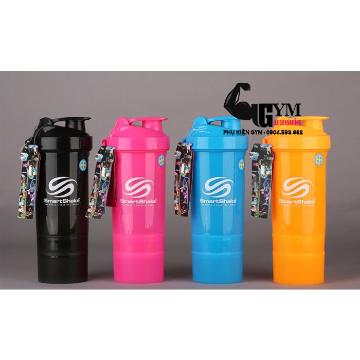 Bình lắc tập gym bình lắc thể thao smart shake 3 ngăn 400ml