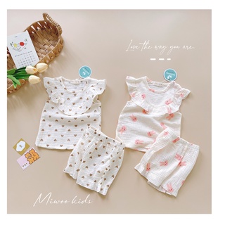 (7-21kg)Bộ cánh tiên Xô Musline hãng Miwoo Kids kèm turban ren đáng yêu cho bé(ảnh thật)