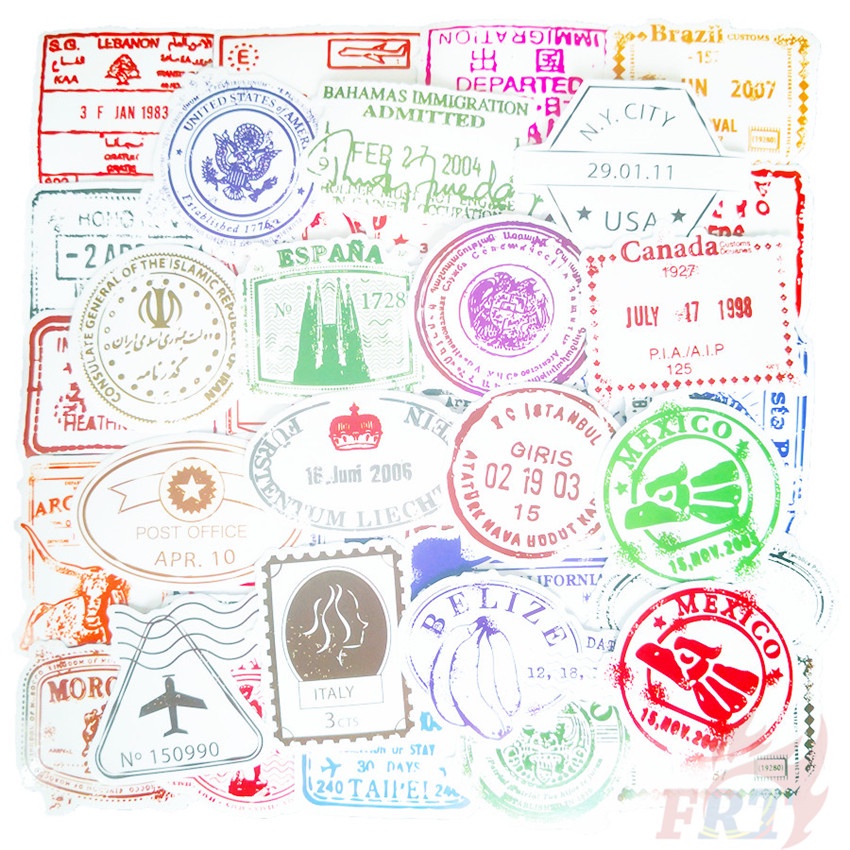 ❉ Retro Vintage Stamps Series 01 Transparent Stickers ❉ 50Pcs/Set DIY Fashion Waterproof Decals Doodle Stickers