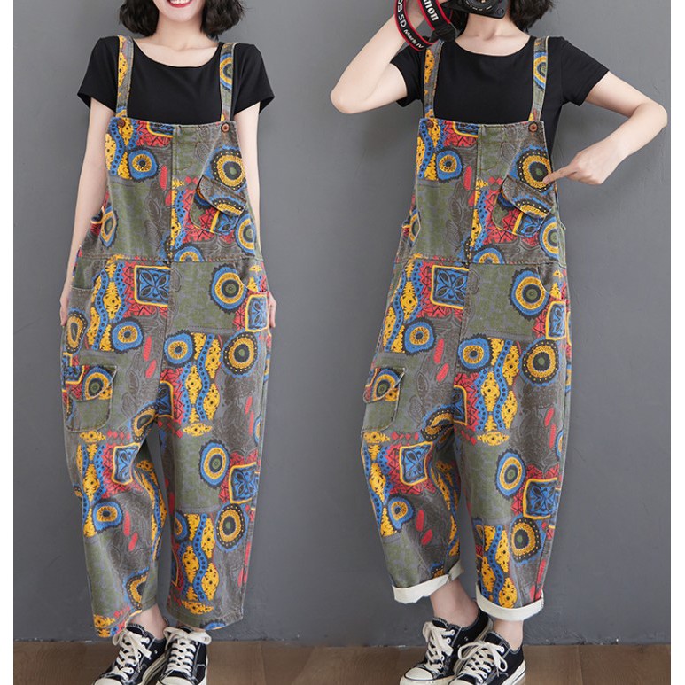 A169 Yếm big size freesize thời trang in họa tiết nhiều màu nổi bật cá tính năng động ống rộng