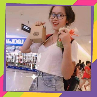 [ẢNH THẬT]-Áo thun croptop form rộng cổ tim