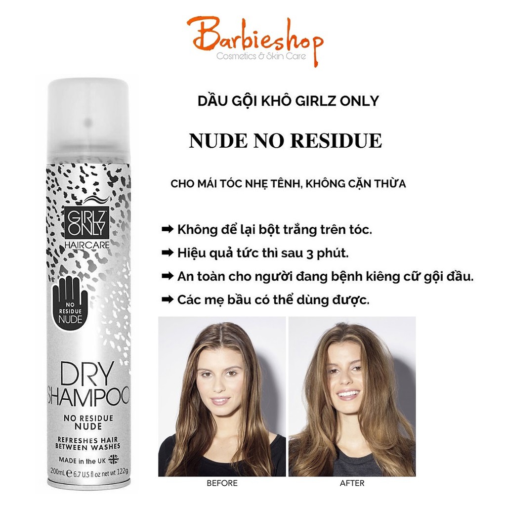 Dầu Gội Khô Girlz Only Dry Shampoo 200ml có đủ 4 mùi (date 23)