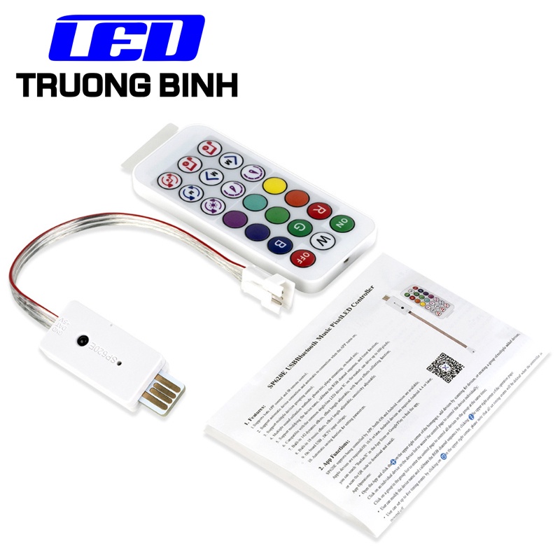 SP620E BỘ ĐIỀU KHIỂN LED FULL MÀU NHÁY THEO NHẠC CHO LED ARGB WS2812B WS2811 UCS1903 USB 5V ĐIỀU KHIỂN APP REMOTE 21KEY