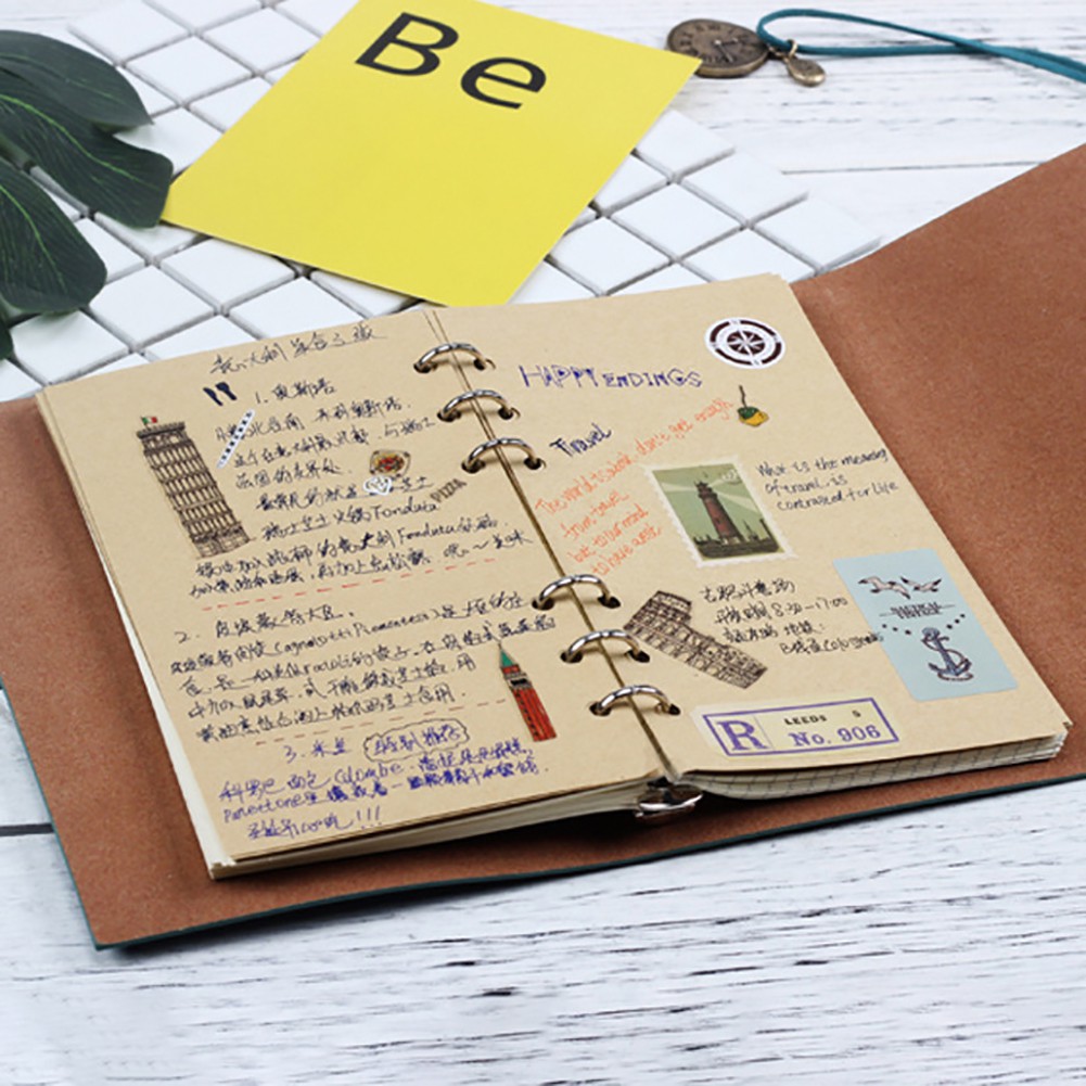 LGSZ☺Travel Portable A6 Loose Leaf Journal Diary Book Notebook Stationery Supplies