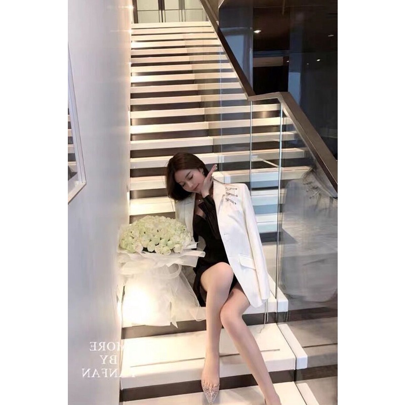 Áo Khoác Dáng Rộng Màu Trơn Phong Cách Hàn Quốc Thời Trang Cao Cấp Cho Nữ