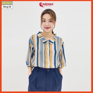 Áo sơ mi nữ CARDINA 4 màu kẻ chất lụa Mango cao cấp cổ đức cách điệu tay lỡ bo trẻ trung 2AF08