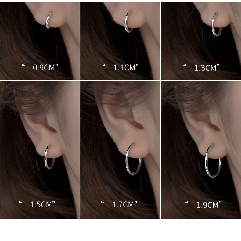 Khuyên Tai Bạc Nữ S925 Basic BTARG7680. Bông Tai Tròn Bạc 925 Unisex 20Silver