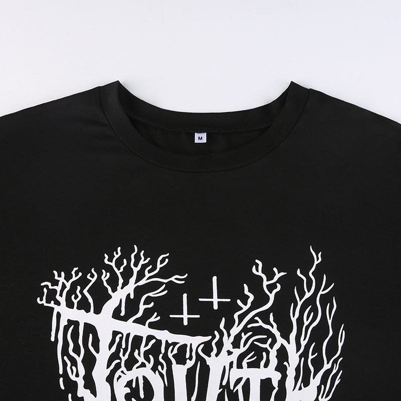 Áo Thun Dáng Rộng Tay Ngắn In Họa Tiết Phong Cách Gothic Thời Trang Cho Nữ D0401