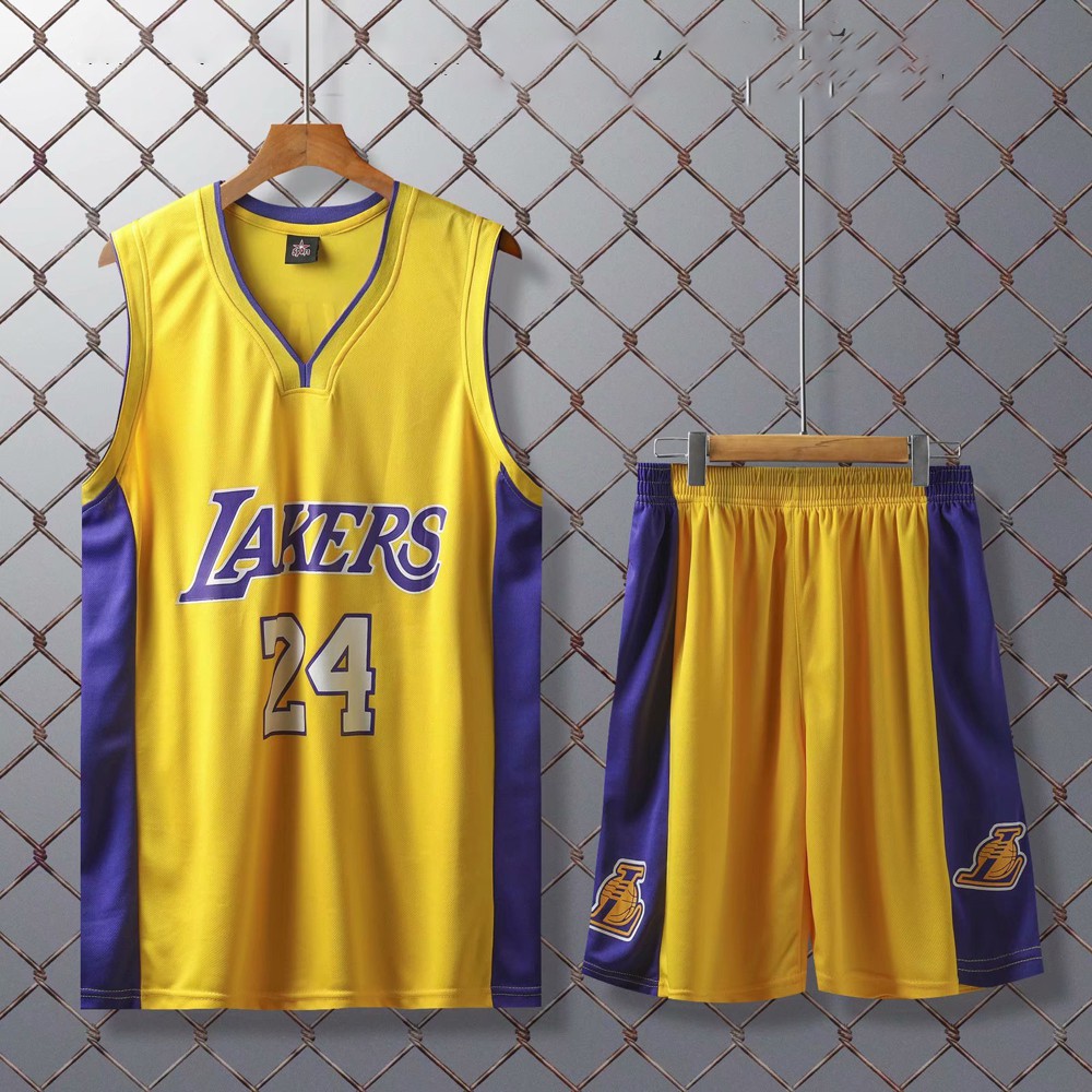 Bộ Đồng Phục Bóng Rổ Cổ Chữ V In Chữ Lakers Kobe Bryant 24 Phong Cách Vintage Cho Nam