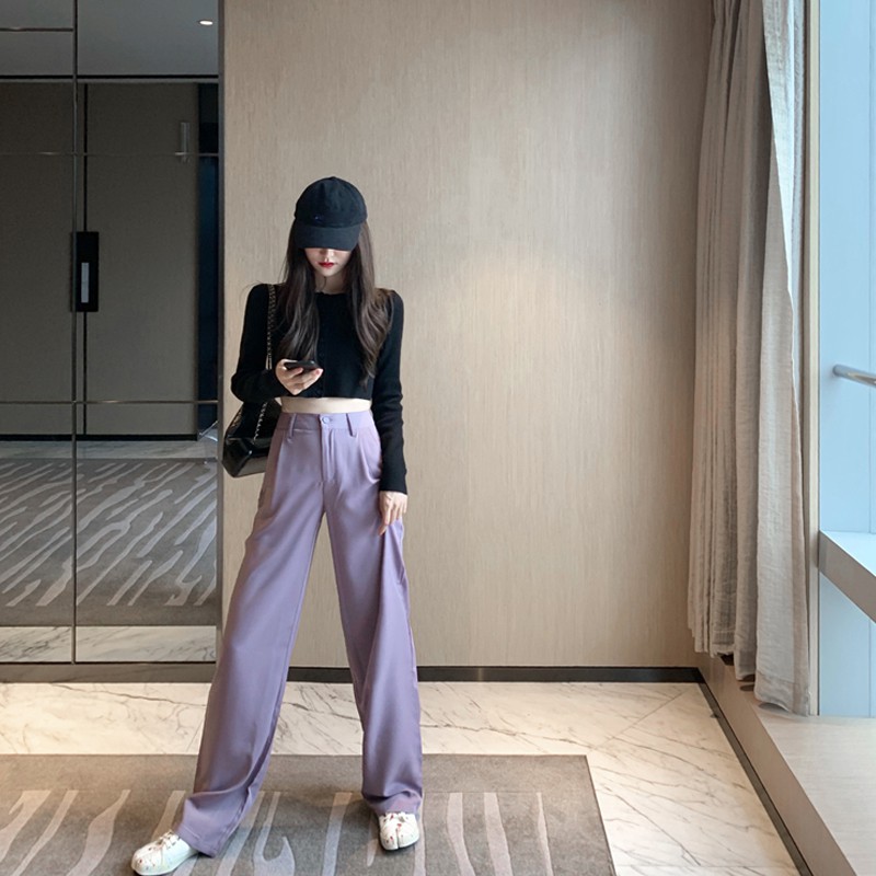 (CÓ SẴN QUẦN S) SET ÁO THUN CROP DÀI TAY QUẦN TÂY ỐNG SUÔNG ULZZANG | BigBuy360 - bigbuy360.vn