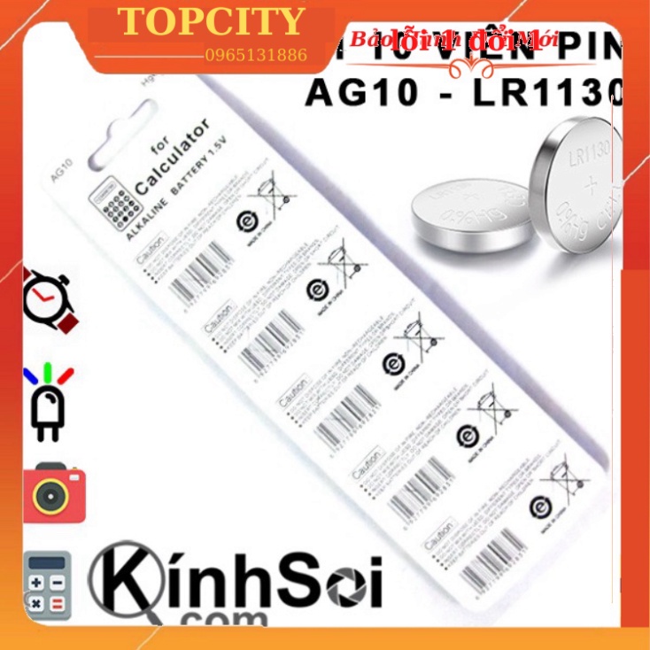 Vỉ 10 viên pin cúc áo LR1130 AG10 dành cho các loại kinh soi
