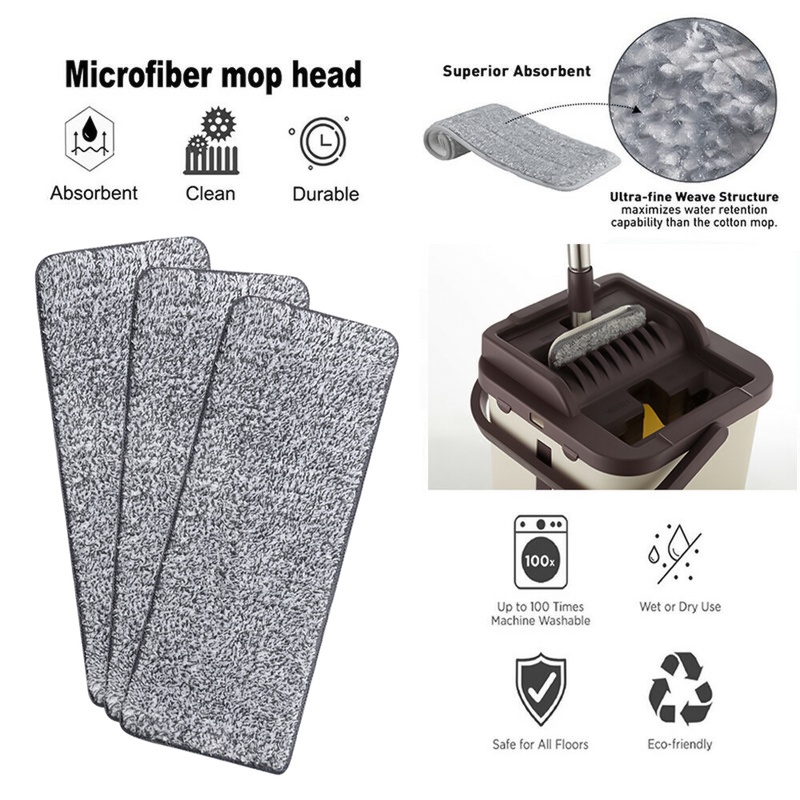 Khăn Lau Sàn 2 Trong 1 Bằng Sợi Micro Mềm Mại Kích Thước 33x12cm Thay Thế Tiện Dụng Cho Cây Lau Nhà