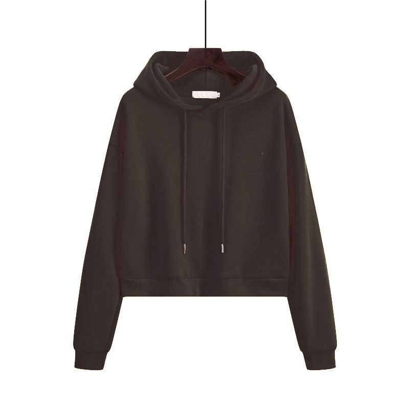Áo Hoodie Lửng Tay Dài Dáng Rộng Eo Cao Trẻ Trung Phong Cách Hàn Quốc