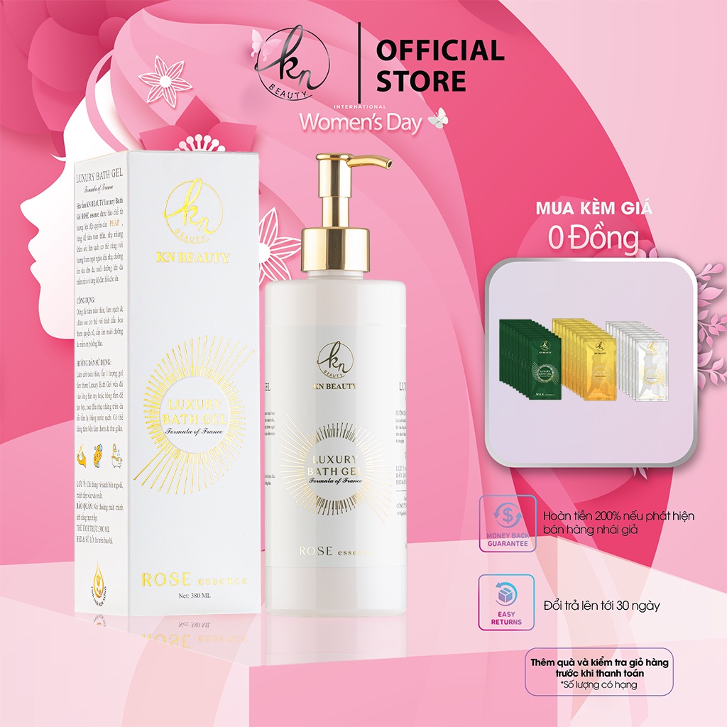 Sữa tắm KN Beauty tinh chất Hoa Hồng – Luxury Bath Gel ROSE essence 380ml tặng sữa tắm bịch