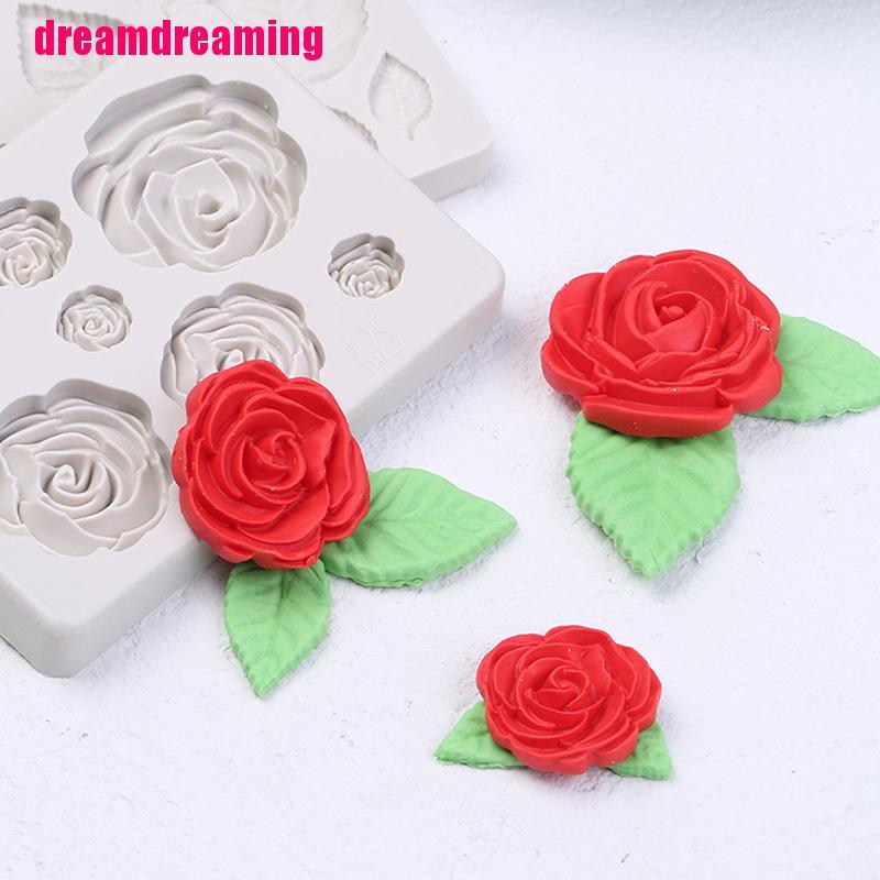 Khuôn Silicone Nhấn Bánh Hình Hoa Hồng 3d