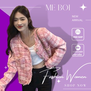 Áo khoác dạ tweed dễ thương, áo khoác nữ có video ảnh thật