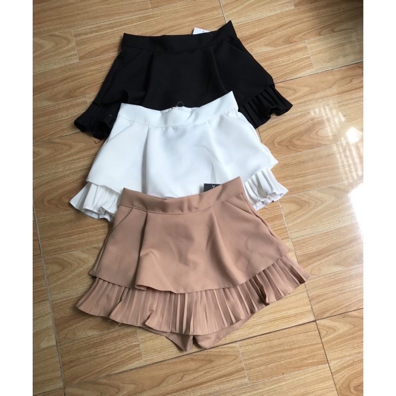 Chân Váy tuyết mưa 2 tầng Xếp Ly Xòe Dáng Ngắn Lưng Cao