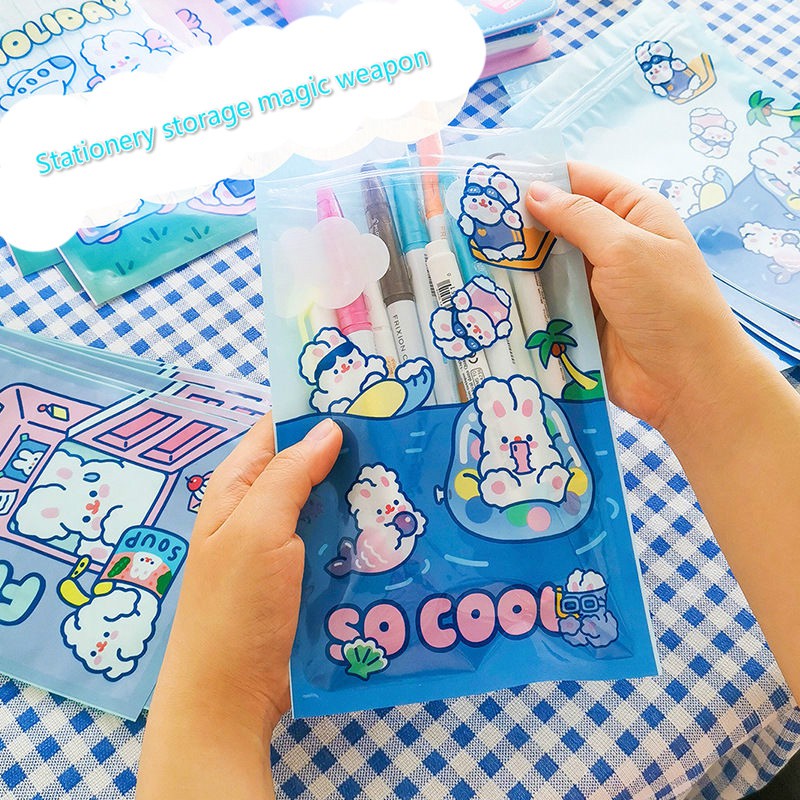 【Messiya】Cute Bunny Packaging Ziplock Bag Snack Seal Pocket Student Mask Storage Small Pull Side Bag Gift Bag