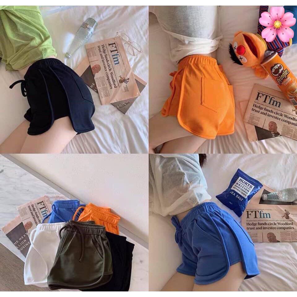 Quần Short Nữ Chỉ Nổi Unisex Cao Cấp ,Chất Liệu Cotton Thun Co Dãn 3 Màu (Đen,Xám,Trắng)-VATI