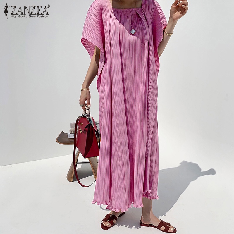 Đầm Maxi ZANZEA cổ vuông tay loe thời trang cho nữ