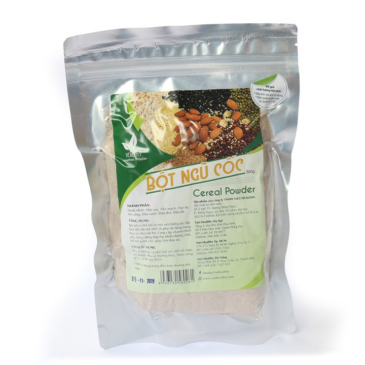 Bột dinh dưỡng Viet Healthy 500gr - Bột ngũ cốc VietHealthy- Thành Phần: Hạnh nhân, Hạt sen, Yến mạch, Hạt kê, Mè vàng..