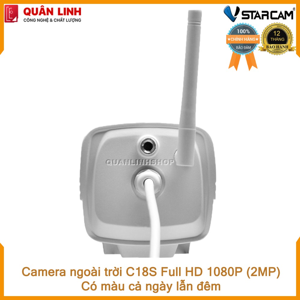 [Mã 263ELHA100K0 hoàn 7% đơn 500K] Camera Vstarcam C18s Full HD 1080P quay đêm có màu kèm thẻ 64GB