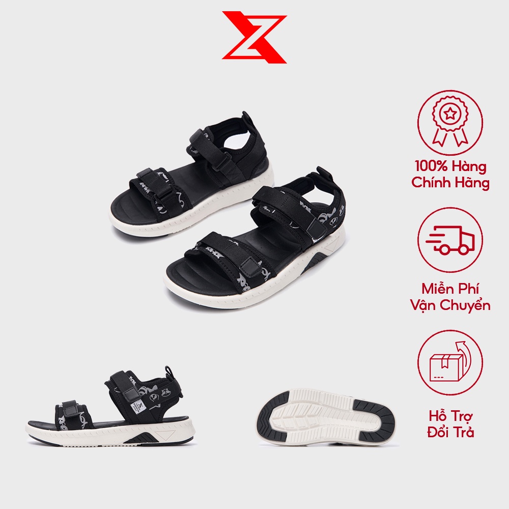 Giày Sandal Nam nữ SD ZX 2726 quai bấm đế bằng - Black White - Grey - Ver Raccoon