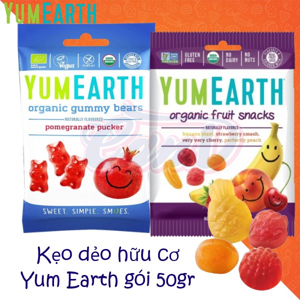 Kẹo dẻo vị trái cây hữu cơ Yum Earth 50g