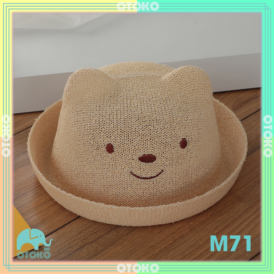Mũ cói hình gấu cho bé trai 0-3 tuổi