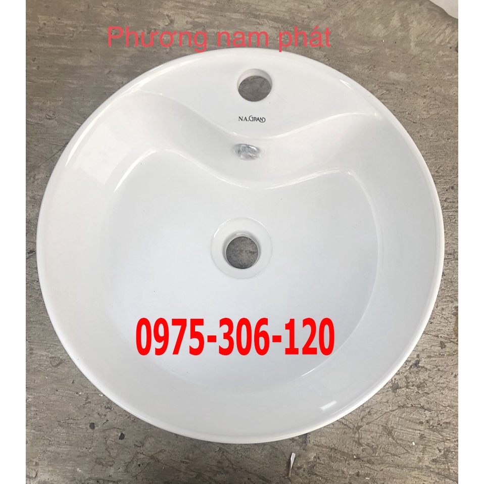 Chậu rửa mặt lavabo Đặt Bàn Đá 8802NA thương hiệu NA.GRAND, men NANO trắng sáng chống ố chống bám bẩn