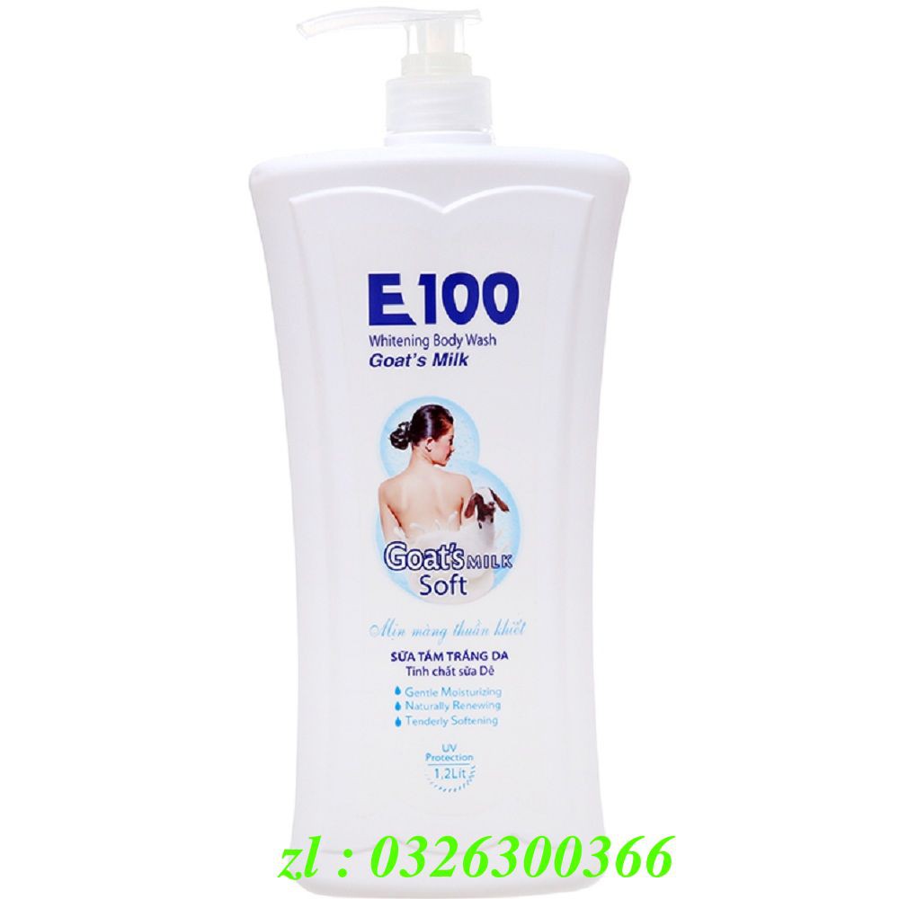 Sữa Tắm E100 Làm Trắng Da 1,2 Lít Tinh Chất Sữa Dê Chính Hãng.