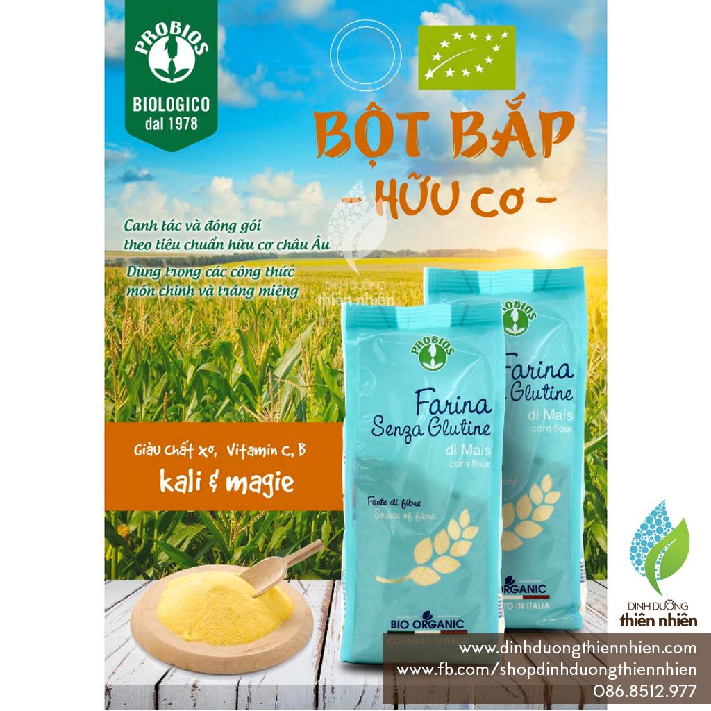 Bột Bắp (Ngô) Hữu Cơ Probios Organic Corn Flour, 375g