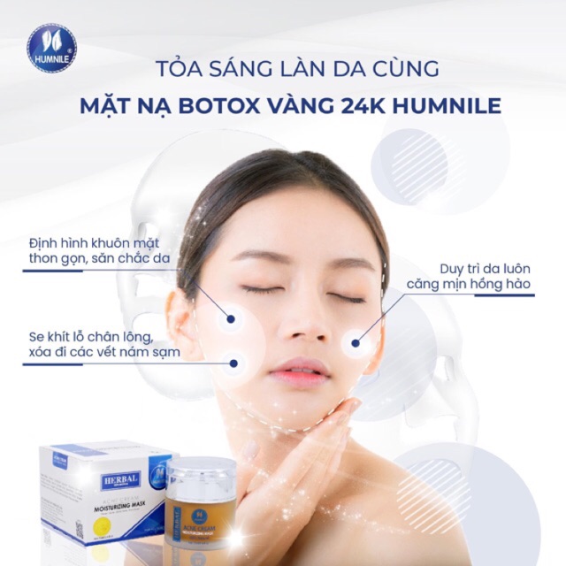 [kèm cọ] MẶT NẠ BOTOX VÀNG 24K HUMNILE - SIÊU PHẨM VÔ ĐỊCH LÀM SÁNG DA, SĂN CHẮC VÀ CĂNG BÓNG DA, trẻ hoá da