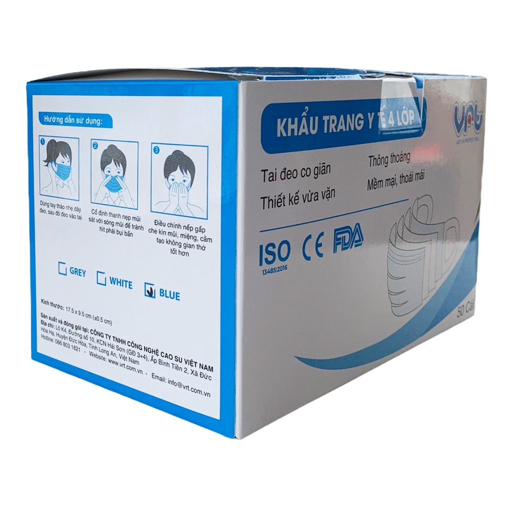 Khẩu trang y tế 4 lớp VRT xanh