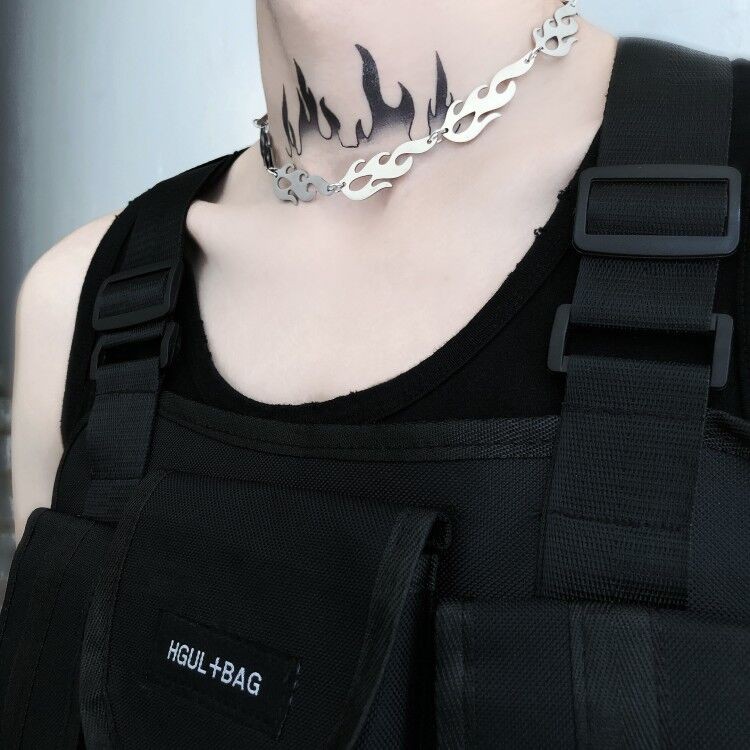 Vòng Cổ Hình Ngọn Lửa Cá Tính Phong Cách Hip-Hop Thời Trang