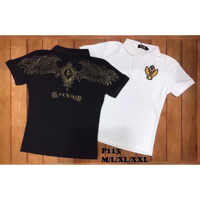 Áo polo cánh đính đá- áo đính đá cộc tay- Bin store