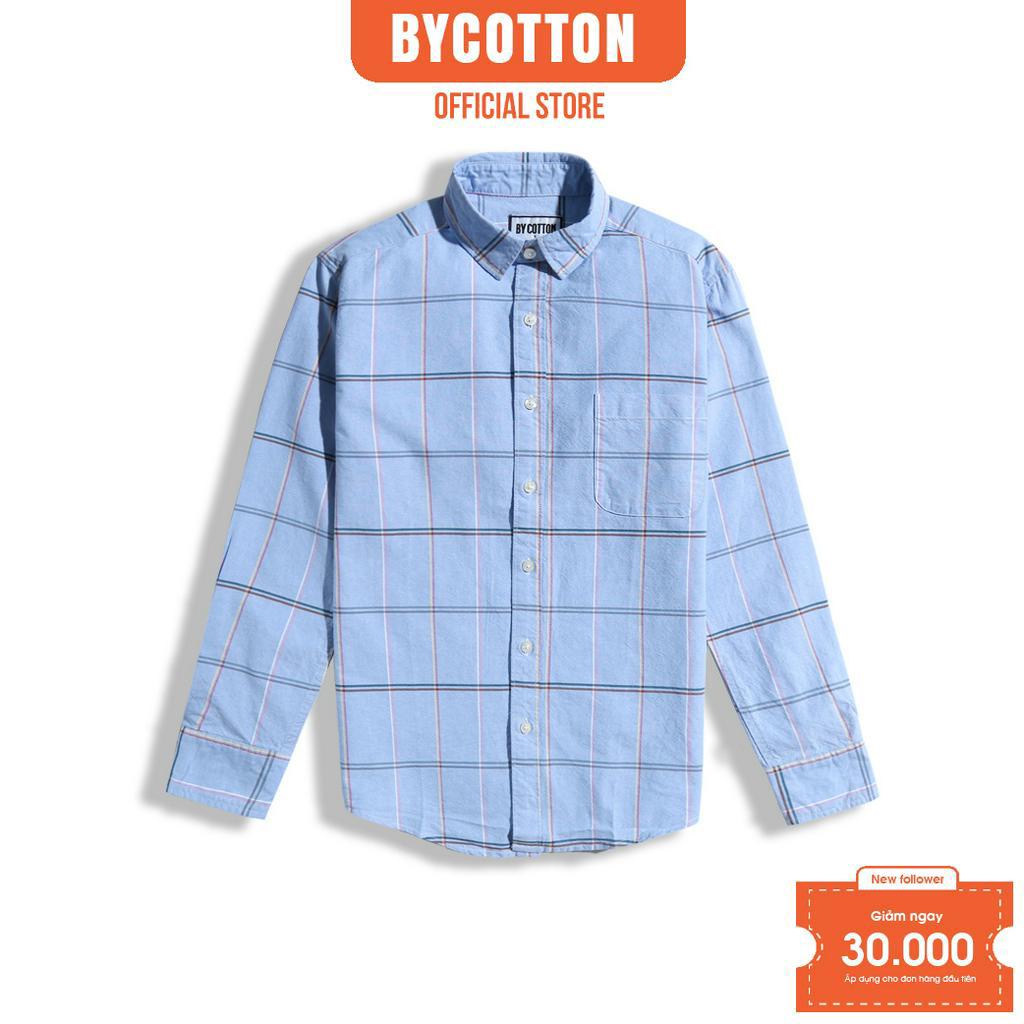 Áo Sơ Mi Nam Dài Tay Phối Sọc BY COTTON Caro Xanh Sọc Đỏ Vàng 030223
