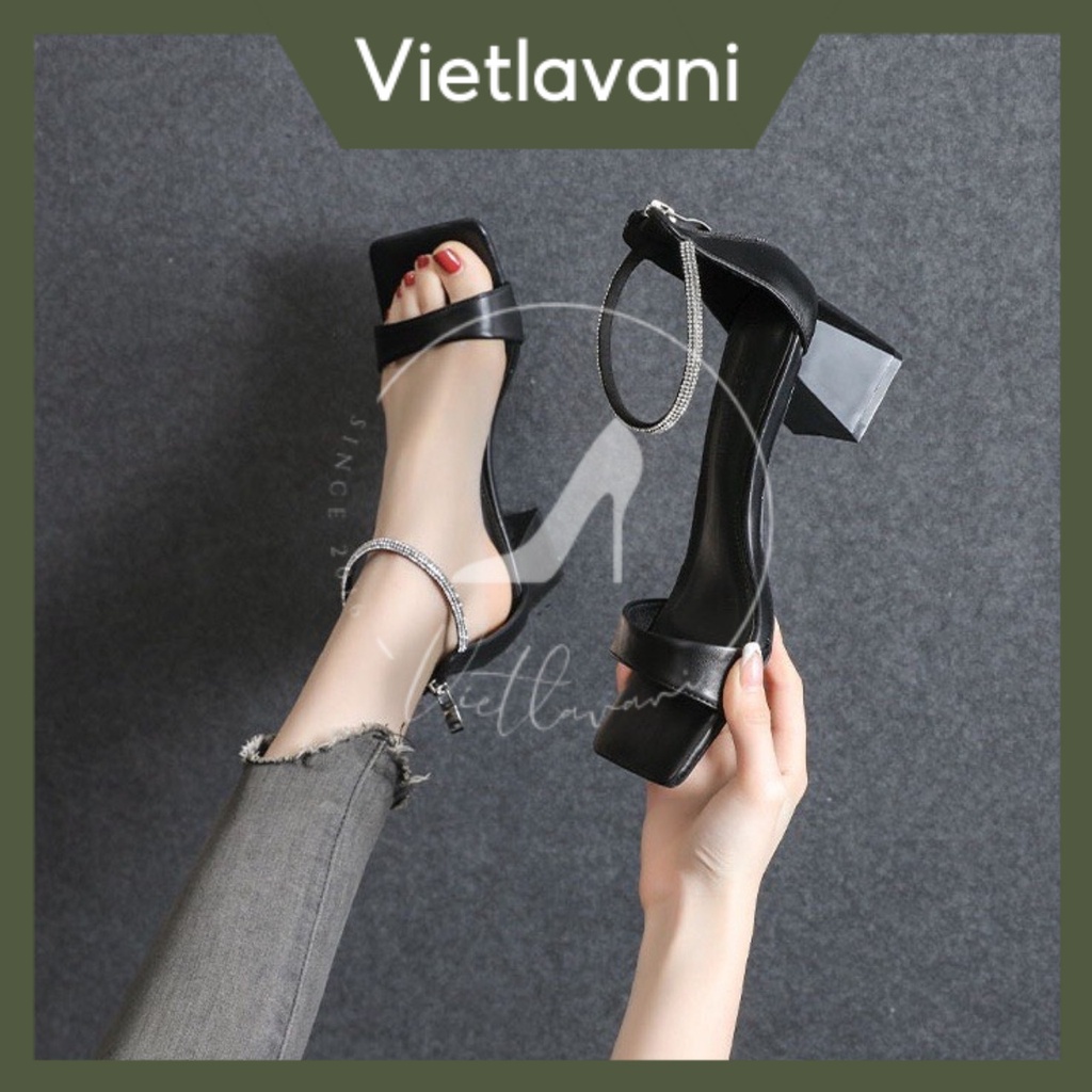 Giày sandal nữ Vietlavani mã S53 mũi vuông gót vuông cao 5cm hàng đẹp chuẩn form