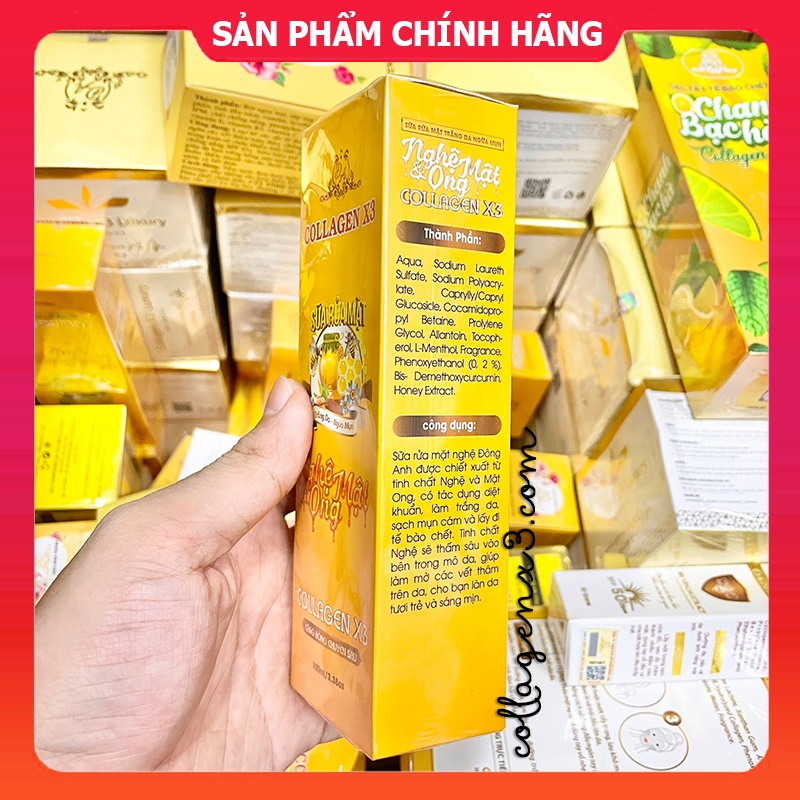 Sữa Rửa Mặt Collagen X3 chính hãng Mỹ Phẩm Đông Anh - Sữa rửa mặt tinh chất nghệ mật ong Colagen X3