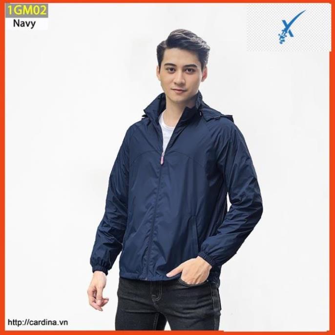 Áo gió nam CARDINA chất gió trơn 2 lớp lót lưới cao cấp dáng thể thao cản gió cản bụi chống nước 1GM. -m98 a