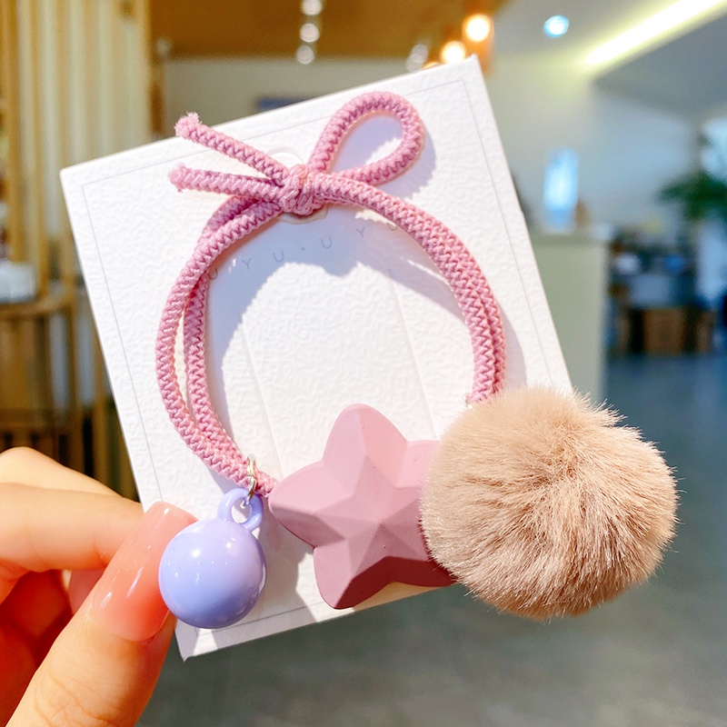 Dây Cột Tóc Cao Su Đính Bóng Lông Dễ Thương Thời Trang Hàn Quốc Cho Nữ