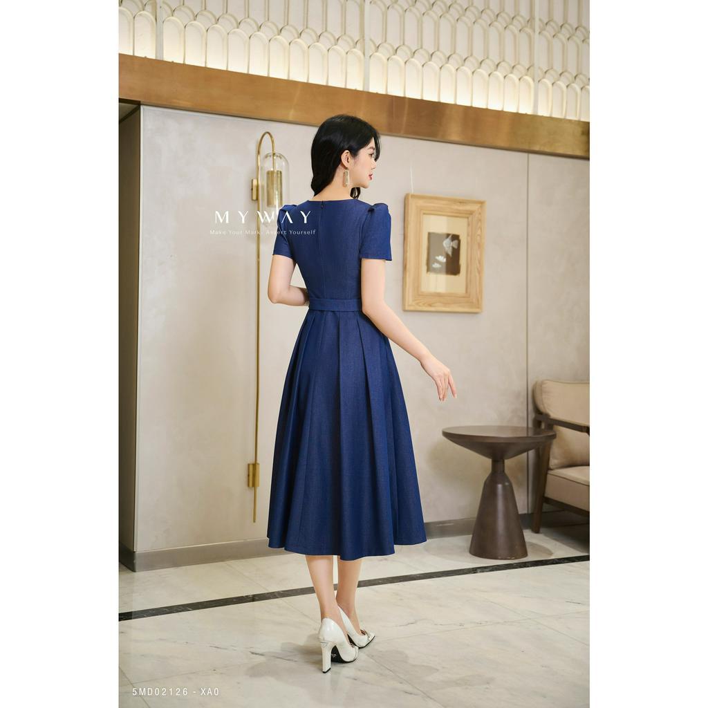 Đầm Xòe Công Sở Nữ My Way Có Đai Xếp Ly Thanh Lịch 5MD02126