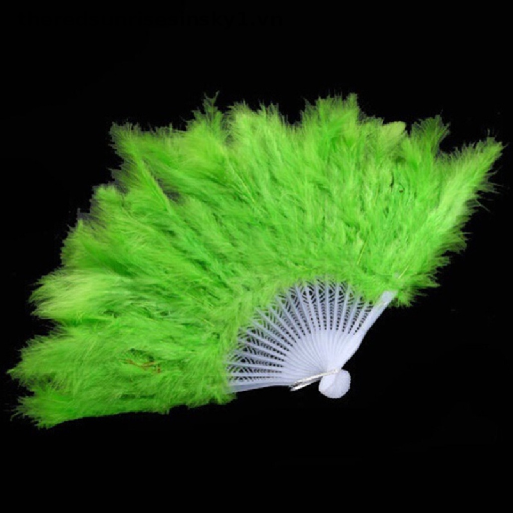 Quạt lông vũ 9 màu mới có thể gấp lại được dùng làm phụ kiện múa