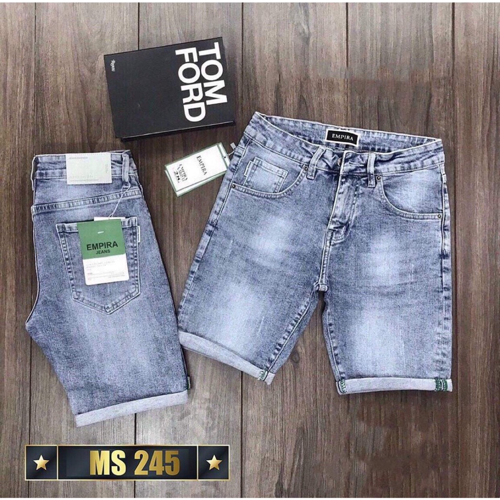 Quần short jean nam MH MEN STORE,Quần short jean nam thêu họa tiết nổi bật vải co giãn tốt