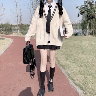 Áo Khoác Cardigan Len Thừng Viền Đen Nữ Sinh Form Rộng -Gen J